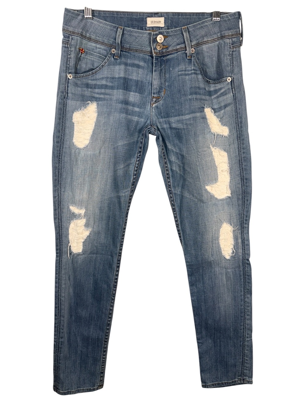 Hudson Jeans Women’s Distressed Light Blue Skinny Jeans